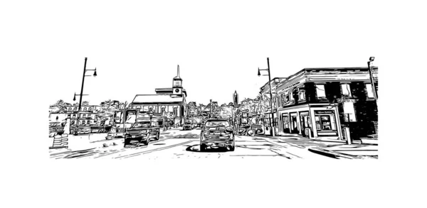 Imprimir Vista Del Edificio Con Punto Referencia Nashua Una Ciudad — Archivo Imágenes Vectoriales