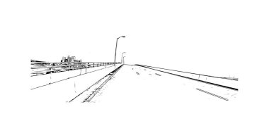 Print Building view with landmark of Nassau is the capital in Bahamas. Hand drawn sketch illustration in vector.