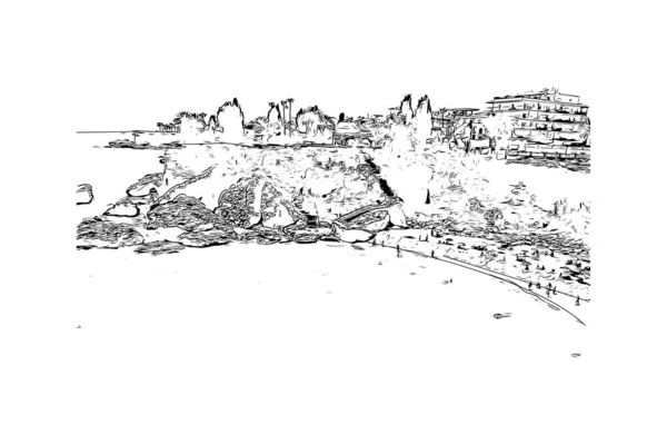 Nerja Spanya Bir Şehirdir Vektörde Çizimi Çizimi Çizimi Yazdır — Stok Vektör