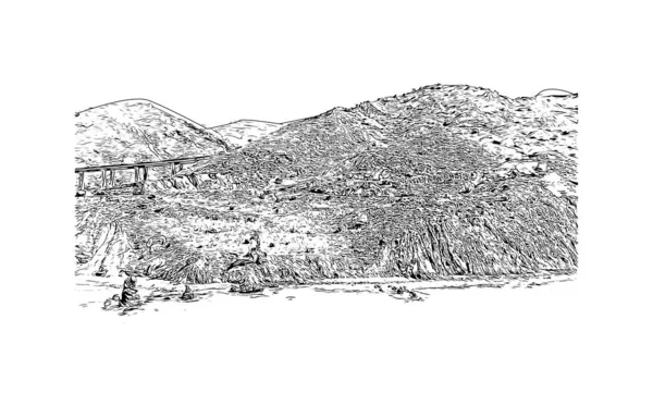 Print Building View Landmark Nerja Town Spain Hand Drawn Sketch — 스톡 벡터