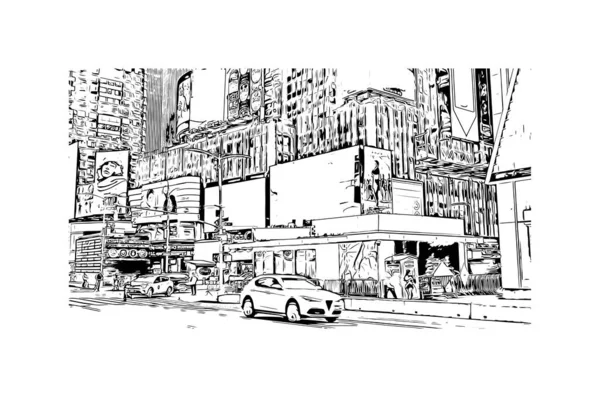 Print Building View Landmark New York City New York State — Vetor de Stock