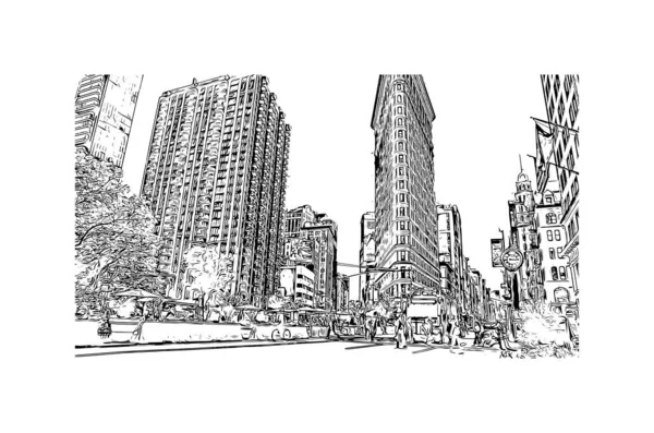 Print Building View Landmark New York City New York State — Image vectorielle