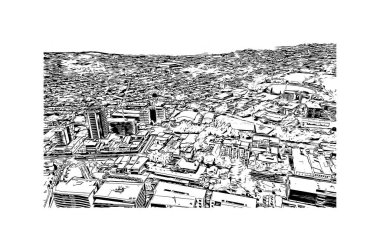 Print Building view with landmark of Newcastle is the city in Australia. Hand drawn sketch illustration in vector.
