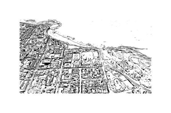 Print Building View Landmark Newcastle City Australia Hand Drawn Sketch — Stock vektor