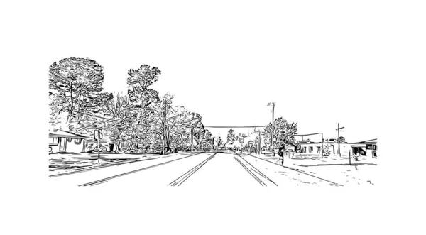 Print Building View Landmark Newport News City Virginia Hand Drawn — Stock vektor
