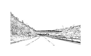 Print Building view with landmark of Newry is the city in Northern Ireland. Hand drawn sketch illustration in vector.