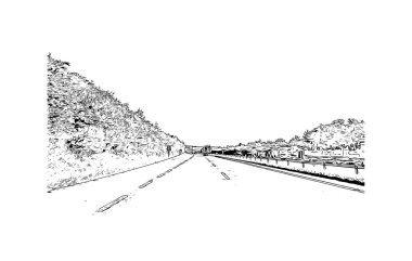 Print Building view with landmark of Newry is the city in Northern Ireland. Hand drawn sketch illustration in vector.