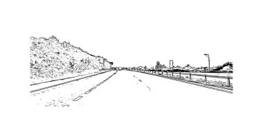 Print Building view with landmark of Newry is the city in Northern Ireland. Hand drawn sketch illustration in vector.