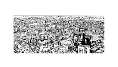 Print Building view with landmark of Nicosia is the capital of Cyprus. Hand drawn sketch illustration in vector.