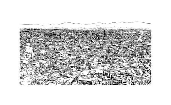 Print Building view with landmark of Nicosia is the capital of Cyprus. Hand drawn sketch illustration in vector.