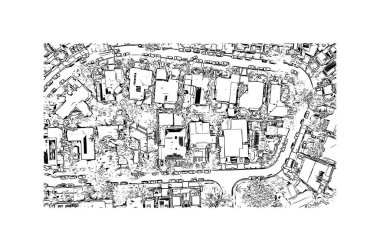 Print Building view with landmark of Noosa Heads is the town in Australia. Hand drawn sketch illustration in vector.
