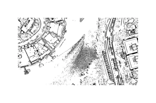 Print Вид Здание Достопримечательностью Ноа Хидс Город Австралии Ручной Рисунок — стоковый вектор