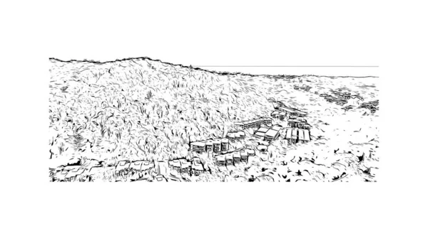 Print Building View Landmark Noosa Heads Town Australia Hand Drawn — Stok Vektör