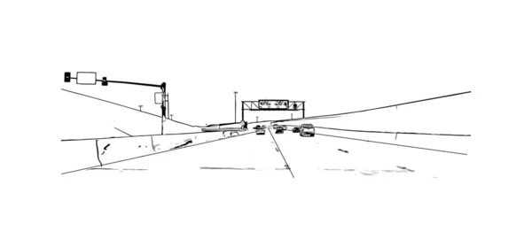 Вид Print Building Орієнтиром Північного Лас Вегаса Місто Неваді Намальована — стоковий вектор