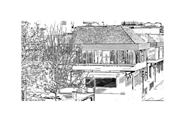 Print Building View Landmark Norwich City England Hand Drawn Sketch — Stockový vektor