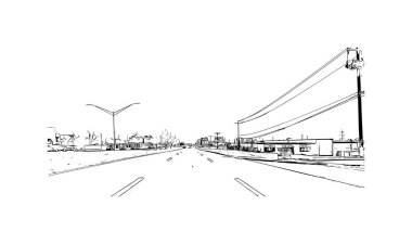 Print  Building view with landmark of Oklahoma is a state in the United States. Hand drawn sketch illustration in vector.