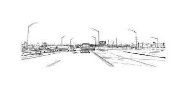 Print  Building view with landmark of Oklahoma is a state in the United States. Hand drawn sketch illustration in vector.