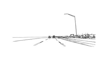 Print Building view with landmark of Oklahoma is a state in the United States. Hand drawn sketch illustration in vector.