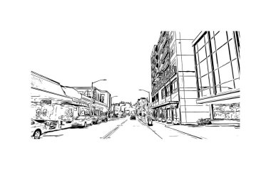 Olympia, ABD 'nin Washington eyaletinde yer alan bir şehirdir. Vektörde elle çizilmiş çizim çizimi.