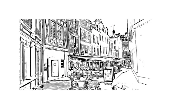 Imprimer Vue Imprenable Sur Orléans Est Ville France Illustration Dessinée — Image vectorielle