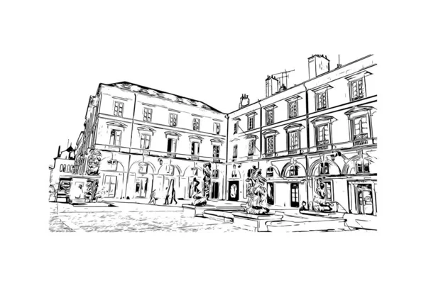 Imprimer Vue Imprenable Sur Orléans Est Ville France Illustration Dessinée — Image vectorielle