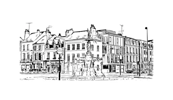 Imprimer Vue Imprenable Sur Orléans Est Ville France Illustration Dessinée — Image vectorielle