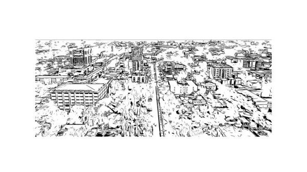 Imprimer Vue Imprenable Sur Ouagadougou Est Capitale Burkina Faso Illustration — Image vectorielle