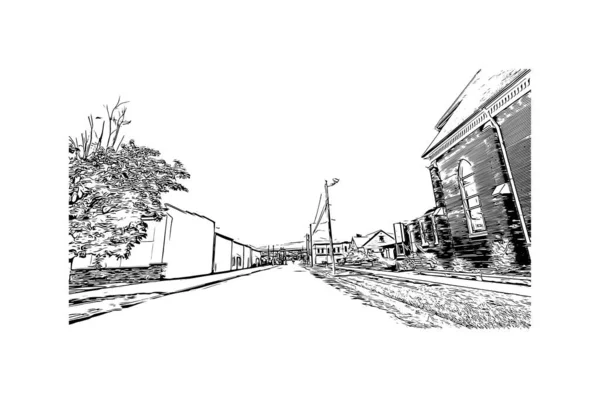 Owensboro Nun Simgesi Olan Print Building View Kentucky Bulunmaktadır Vektörde — Stok Vektör