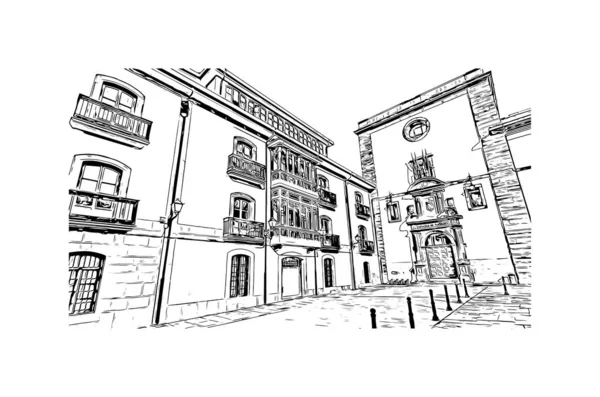 Print Vue Imprenable Sur Oviedo Est Une Ville Nord Ouest — Image vectorielle