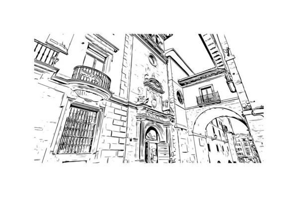 Drukuj Widok Budynek Znakiem Rozpoznawczym Oviedo Miasto Północno Zachodniej Hiszpanii — Wektor stockowy