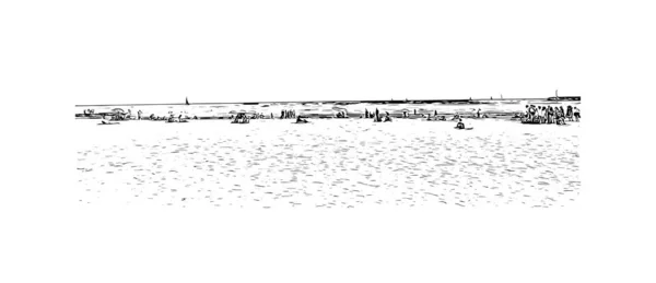 Imprimer Vue Bâtiment Avec Monument Historique Palavas Les Flots Est — Image vectorielle