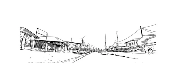 Print Vue Sur Bâtiment Avec Point Repère Paramaribo Est Capitale — Image vectorielle