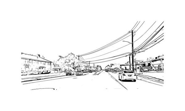 Print Vue Imprenable Sur Pasadena Est Une Ville Californie Illustration — Image vectorielle