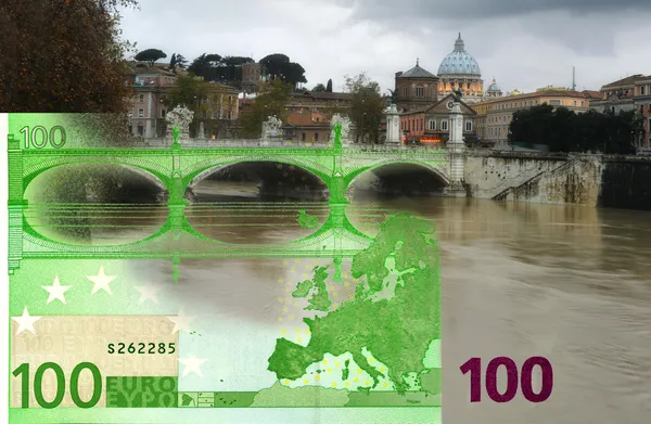 Euro and bridge — Stock Photo, Image