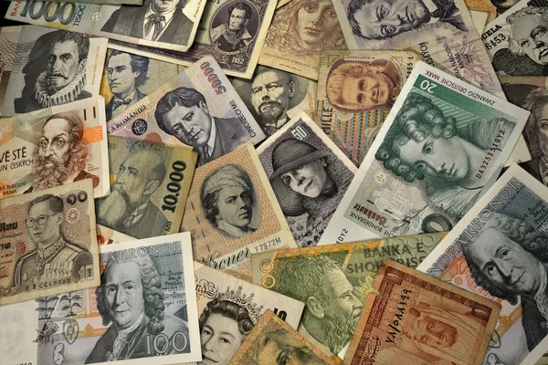 Banknotes of many Countries — Stock Photo, Image