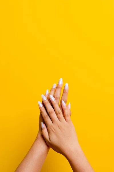 Beautiful Nail Woman Spa Manicure Hands Close Beautiful Woman Hands — Stock Photo, Image