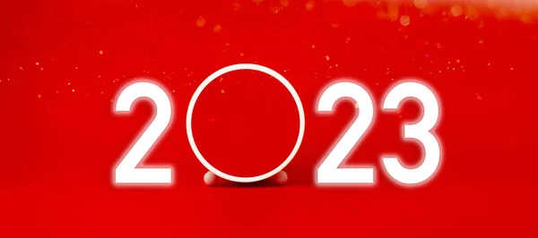 Gelukkig Nieuwjaar 2023 Nieuwjaarsdag Viering Banner Een Dag Van Geluk — Stockfoto