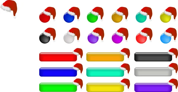 Boutons Web avec chapeau santas — Image vectorielle