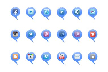 sosyal medya logo düğmelerle Web
