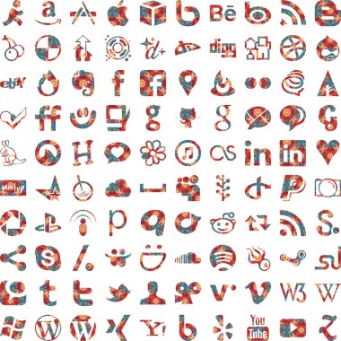 sosyal medya logo düğmelerle Web