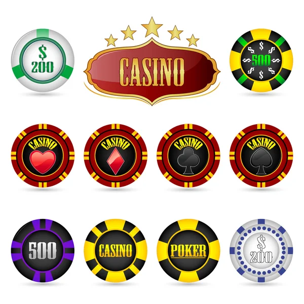 Fichas de Casino — Vector de stock