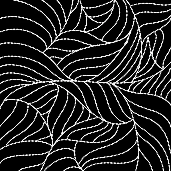 Adorno con olas y puntos blancos sobre fondo negro — Archivo Imágenes Vectoriales