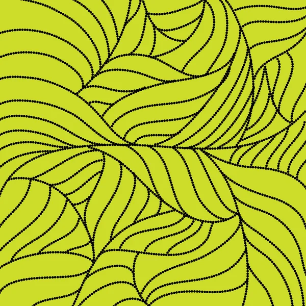 Ornement avec vagues et points noirs sur fond jaune — Image vectorielle