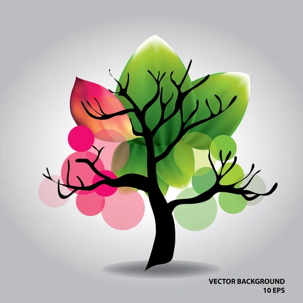 Hermoso árbol con flores — Vector de stock