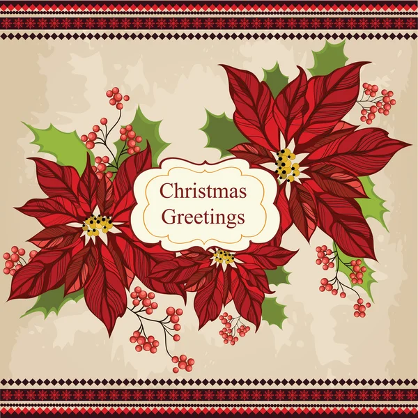 Ρετρό Χριστούγεννα ευχετήριας κάρτας — Διανυσματικό Αρχείο