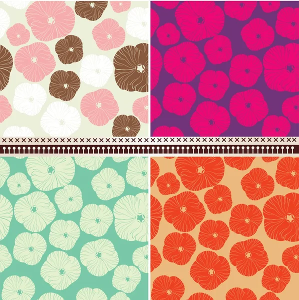 Set of floral seamless pattern — Stock Vector