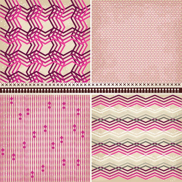 4 geometric vector patterns set — Stock Vector