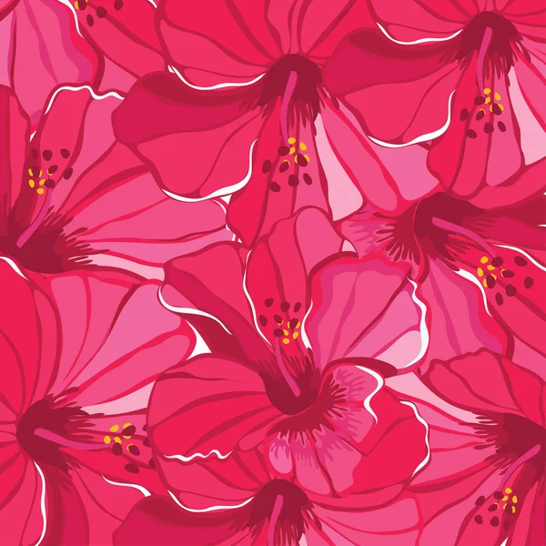Motif floral avec hibiscus — Image vectorielle