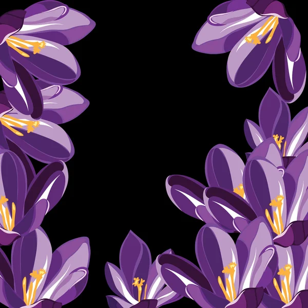 Květinový vzor s krokusy, ruční kreslení. — Stockový vektor