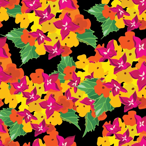 Motif floral sans couture avec de belles fleurs, dessin à la main. Ve — Image vectorielle